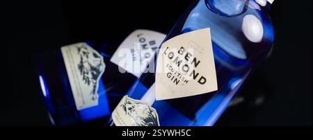 LONDRA, Regno Unito - 31 LUGLIO 2024 il gin Ben Lomond contiene 11 botaniche, tra cui due bacche scozzesi raccolte a mano, che creano un vivace e frizzante gg secco londinese Foto Stock
