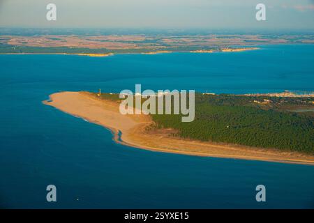 Francia, Gironde (33), vista aerea della Pointe de grave alla foce e all'estuario del fiume Gironde a le-Verdon-sur-mer Foto Stock