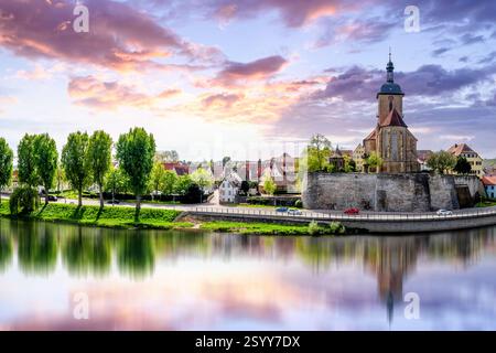 Città vecchia di Lauffen am Neckar, Germania Foto Stock