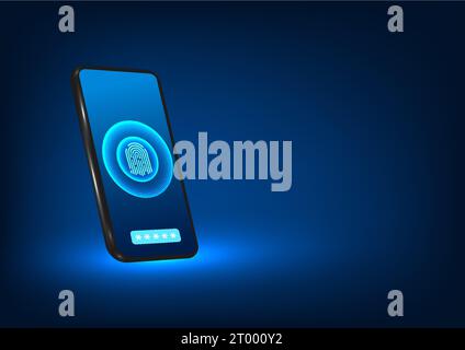 Background tecnologico tecnologia di impronte digitali intelligenti utilizzata negli smartphone tecnologie che aiutano a proteggere l'accesso alle informazioni sensibili degli individui ar Illustrazione Vettoriale