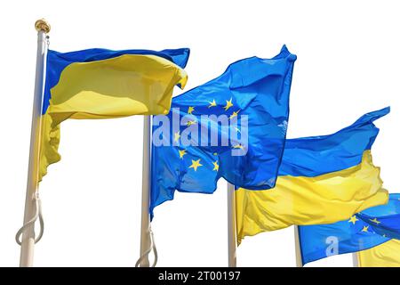 Ucraina e Unione europea bandiere Foto Stock