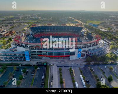 Vista aerea dello stadio Nissan, sede della National Football League dei Tennessee Titans Foto Stock