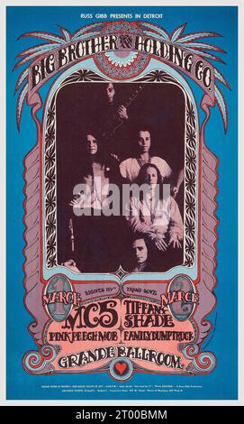 Big Brother & The Holding Company con Janis Joplin - 1° marzo 1968 grande Ballroom - poster per concerti d'epoca Foto Stock