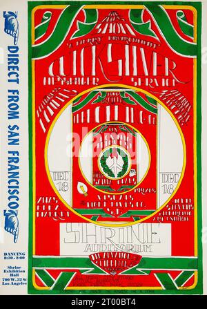 Janis Joplin con il grande fratello, QMS 'Xmas Show' 1967 Shrine - poster dei concerti di Los Angeles Foto Stock