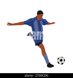 Giocatore di calcio nero, uomo sportivo con vettore di palla. Illustrazione Vettoriale