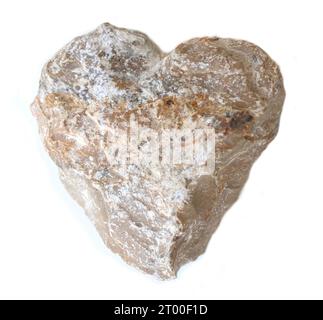 cuore naturale naturale naturale naturale naturale dalla pietra ruvida grigia naturale isolata su uno sfondo bianco per la giornata della terra, stoneheart, la giornata della famiglia del padre della madre Foto Stock