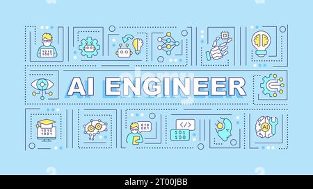 Testo tecnico AI con icone colorate a righe sottili Illustrazione Vettoriale