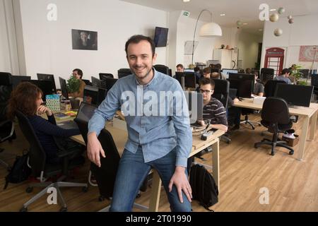 Eric LA BONNARDIERE e Yvan WIBAUX manager della Start up EVANEOS Foto Stock