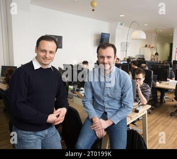 Eric LA BONNARDIERE e Yvan WIBAUX manager della Start up EVANEOS Foto Stock