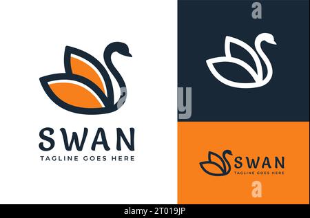 Illustrazione astratta Vector Swan Animal modello di logo Swan Design Illustrazione Vettoriale