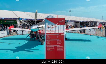 Ankara, Turchia - 2 settembre 2023: Il TAI Hürkuş (Free Bird) è un biposto, ad ala bassa, monomotore, turboelica sviluppato da tu Foto Stock