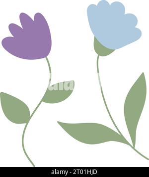 Semplici fiori disegnati a mano isolati su sfondo bianco. Illustrazione vettoriale Illustrazione Vettoriale