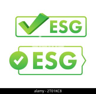 Criteri aziendali ESG. Icona su sfondo verde. Infografica sulla governance sociale ambientale ESG. Illustrazione delle scorte vettoriali Illustrazione Vettoriale