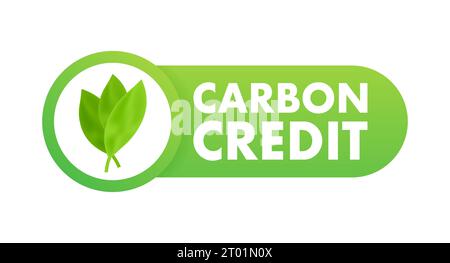 Segnale verde di credito al carbonio. Riduzione delle emissioni di CO2. Idea di sequestro del carbonio. Illustrazione delle scorte vettoriali Illustrazione Vettoriale
