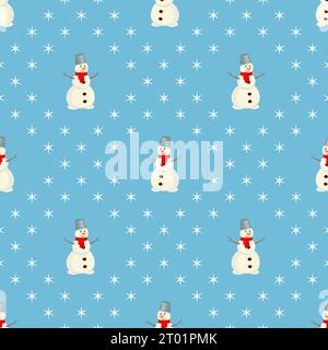 un simpatico pupazzo di neve con motivo senza cuciture Illustrazione Vettoriale