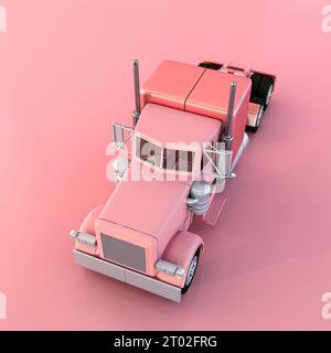 carrello giocattolo americano isolato su sfondo rosa illustrazione 3d. Foto Stock