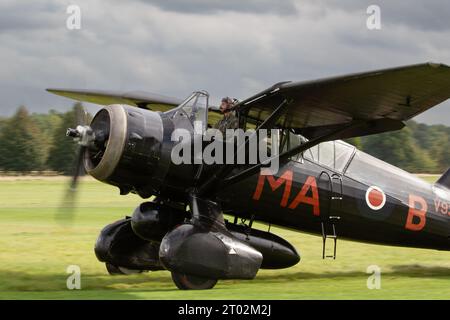 Un Westland Lysander allo Shuttleworth Collection Race Day Air Show 2023. Foto Stock