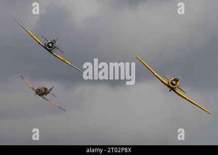 Corse di Harvard allo Shuttleworth Collection Race Day Air Show 2023. Foto Stock