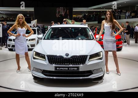 Skoda Superb Combi presentata al Salone Internazionale dell'automobile di Ginevra. Svizzera - 1° marzo 2016. Foto Stock