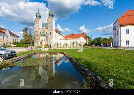 Altenmarkt an der Alz: Abbazia di Baumburg, chiesa di Oberbayern, Inn-Salzach, alta Baviera, Bayern, Baviera, Germania Foto Stock