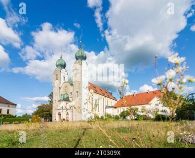 Altenmarkt an der Alz: Abbazia di Baumburg, chiesa di Oberbayern, Inn-Salzach, alta Baviera, Bayern, Baviera, Germania Foto Stock