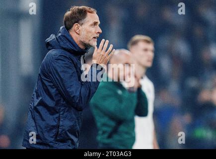 Copenhagen, Danimarca. 3 ottobre, 2023.l'allenatore del Bayern München Thomas Tuchel durante la partita di Champions League tra FC Copenhagen e FC Bayern München nel Parco, martedì 3 ottobre 2023. (Foto: Liselotte Sabroe/Ritzau Scanpix) credito: Ritzau/Alamy Live News Foto Stock