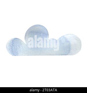 nuvole dipinte con acquerello, nuvole nel cielo, immagini isolate disegnate a mano Foto Stock