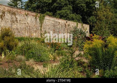 Giardino murato a Picton Castle Gardens, vicino a Haverfordwest, Pembrokeshire, Galles Foto Stock