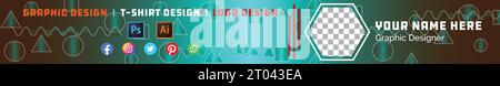 Modello Web di design banner behance astratto, banner Web intestazione orizzontale. Sfondo dell'intestazione di copertina del poligono verde geometrico moderno per la progettazione di siti Web. Illustrazione Vettoriale