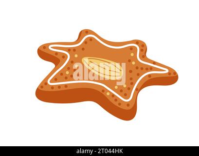 Biscotti vettoriali di pan di zenzero in forma diversa su sfondo bianco.bicuits natalizi Illustrazione Vettoriale
