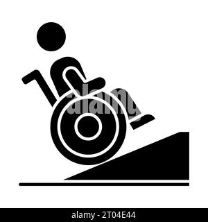 Icona della rampa di handicap nera in stile glifo semplice 2D. Illustrazione Vettoriale