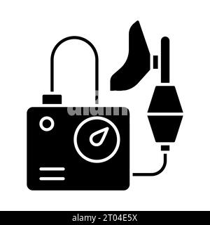 Icona del concentratore di ossigeno nero in stile glifo semplice 2D. Illustrazione Vettoriale