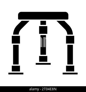 Icona di sgabello da doccia nero in stile glifo semplice 2D. Illustrazione Vettoriale