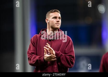 Copenhagen, Danimarca. 3 ottobre 2023. Daniel Peretz del Bayern Monaco visto prima della partita di UEFA Champions League tra FC Copenhagen e Bayern Monaco al Parken di Copenaghen. (Foto: Gonzales Photo/Alamy Live News Foto Stock