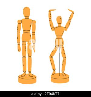 Manichino di legno per imparare a disegnare Illustrazione Vettoriale