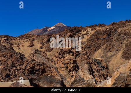 Bellissimo paesaggio del famoso vulcano di montagna Pico del Teide nel Parco Nazionale del Teide, Tenerife, Isole Canarie, Spagna Foto Stock