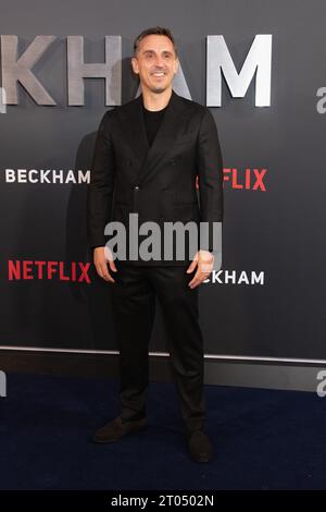 Londra, Regno Unito. 3 ottobre 2023. Gary Neville partecipa alla serie Netflix dei Beckham Premiere Arrivals al Curzons Mayfair di Londra. Crediti: S.A.M./Alamy Live News Foto Stock