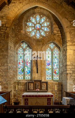 Altare in chiesa a St Michael's Mount, Marazion, Cornovaglia, Inghilterra Foto Stock