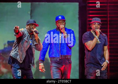 Copenhagen, Danimarca. 30 settembre 2023. Il rapper americano 50 Cent esegue un concerto dal vivo alla Royal Arena di Copenaghen come parte del Final Lap Tour 2023. Foto Stock