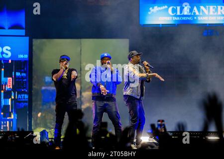 Copenhagen, Danimarca. 30 settembre 2023. Il rapper americano 50 Cent esegue un concerto dal vivo alla Royal Arena di Copenaghen come parte del Final Lap Tour 2023. Foto Stock