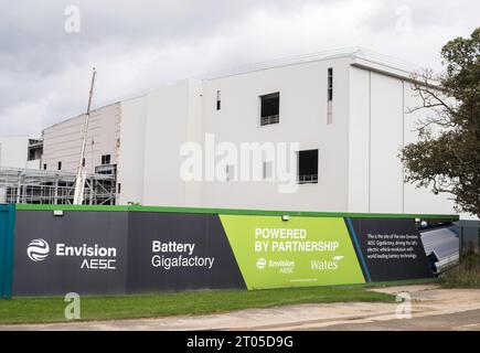 Washington UK 4 ottobre 2023 l'Envision AESC Battery Gigafactory è in costruzione dal gruppo Wates, adiacente allo stabilimento automobilistico Nissan di Washington, Sunderland, Inghilterra, Regno Unito Foto Stock