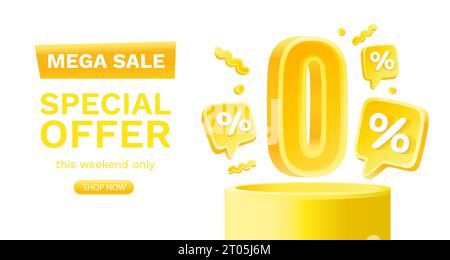 Zero commissioni, offerta limitata, zero percento. Promozione cartello. Vettore Illustrazione Vettoriale