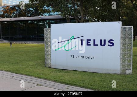 Telus firma fuori dalla sede centrale principale della società Foto Stock