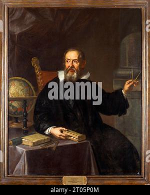 Galileo Galilei, 1564 - 1642, pittura ad olio di un pittore italiano del XIX secolo Foto Stock