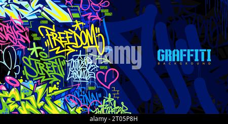Sfondo colorato dell'illustrazione vettoriale di Street Art Hiphop Graffiti in stile urbano astratto Illustrazione Vettoriale