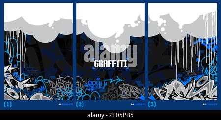 Poster A4 astratto in stile graffiti scuri illustrazione vettoriale Illustrazione Vettoriale