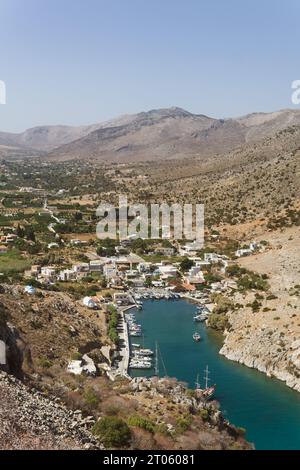 Vista del porto di Vathi sull'isola di Kalymnos Foto Stock