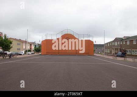 Zazpiak Bat un'arena per lo sport tradizionale basco della pelotain a St. Pierre, Francia Foto Stock