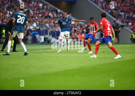 Madrid, Spagna. 4 ottobre 2023. In azione durante la partita di UEFA Champions League Day 2 tra l'Atletico de Madrid e il Feyenoord FC al Civitas Metropolitano Stadium di Madrid, Spagna, il 4 ottobre 2023. Crediti: Edward F. Peters/Alamy Live News Foto Stock