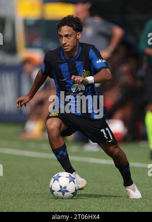 Milano, Italia. 3 ottobre 2023. Daniele Quieto di Internazionale durante la partita di UEFA Youth League presso il Centro sviluppo Giovanile di Milano. Il credito fotografico dovrebbe leggere: Jonathan Moscrop/Sportimage Credit: Sportimage Ltd/Alamy Live News Foto Stock